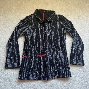 Parsley & Sage Women's Small Top Jacket Black White Red Stripe Artsy Reversible